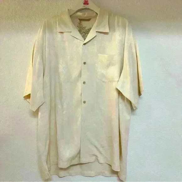 Tommy Bahama NWOT 100% Silk Button Down Del Palms Embroidered Silk Camp Shirt - Picture 1 of 7
